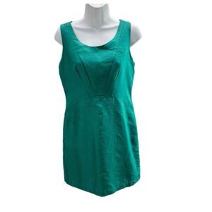 Armani Collezioni Green Sleeveless SDheath Mini Dress Size 8 Jacquard Silk Blend